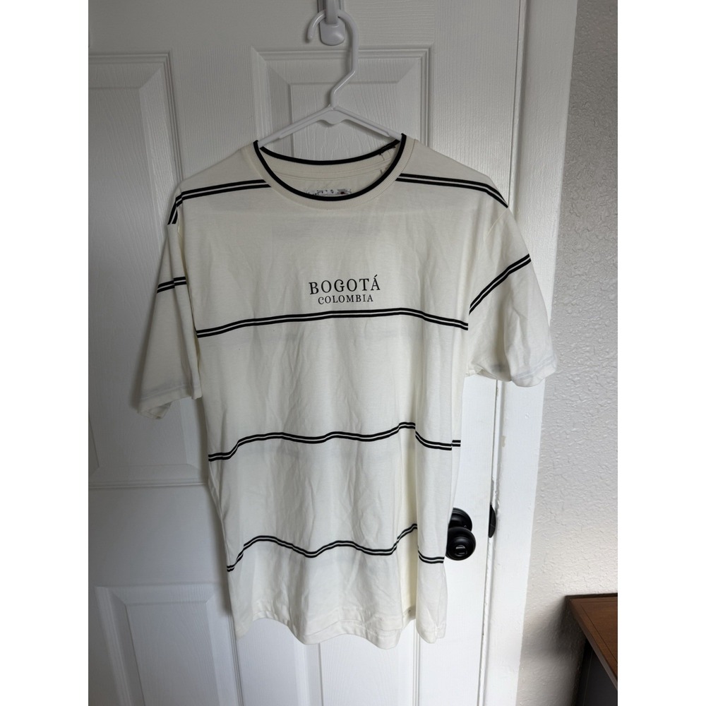 Denim & Flower Ricky Singh Bogota Colombia Striped Crew Neck T-Shirt Men's M